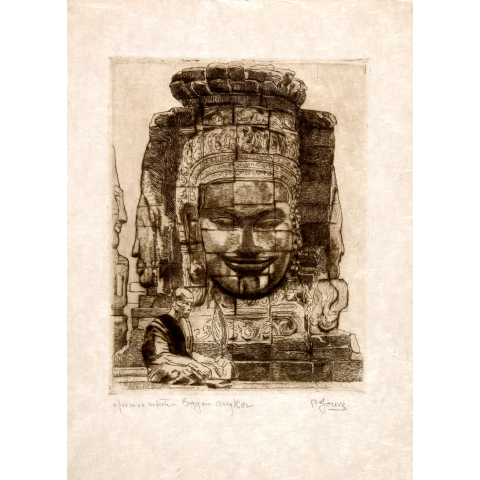 Tour aux quatre visages de Brahma. Bayon, angkor. C1935.